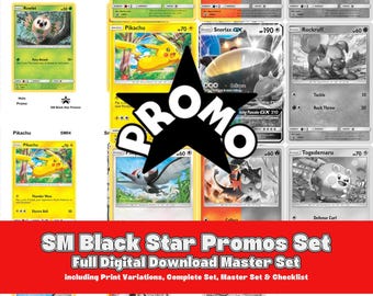 Sun and Moon Era: SM Black Star Promos Printable Master and Complete Set Binder Placeholders + Checklist (Digital Download)