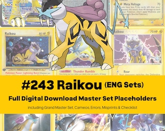 Raikou Master Set Pokemon Binder Full Card Collection - All English Cards - Placeholders + Checklist - Printable PDF Download