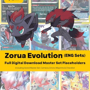 Zorua Evolution Line Master Set Pokemon Binder - All English Cards - Placeholders + Checklist - Printable PDF Download