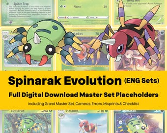 Spinarak Evolution Line Master Set Pokemon Binder - All English Cards - Placeholders + Checklist - Printable PDF Download