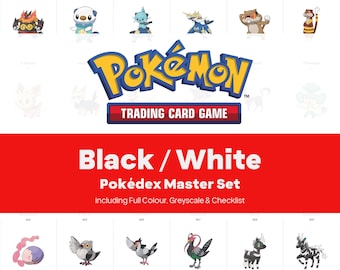 Black / White Pokedex Printable Pokemon Binder Placeholders + Checklist (Digital Download)