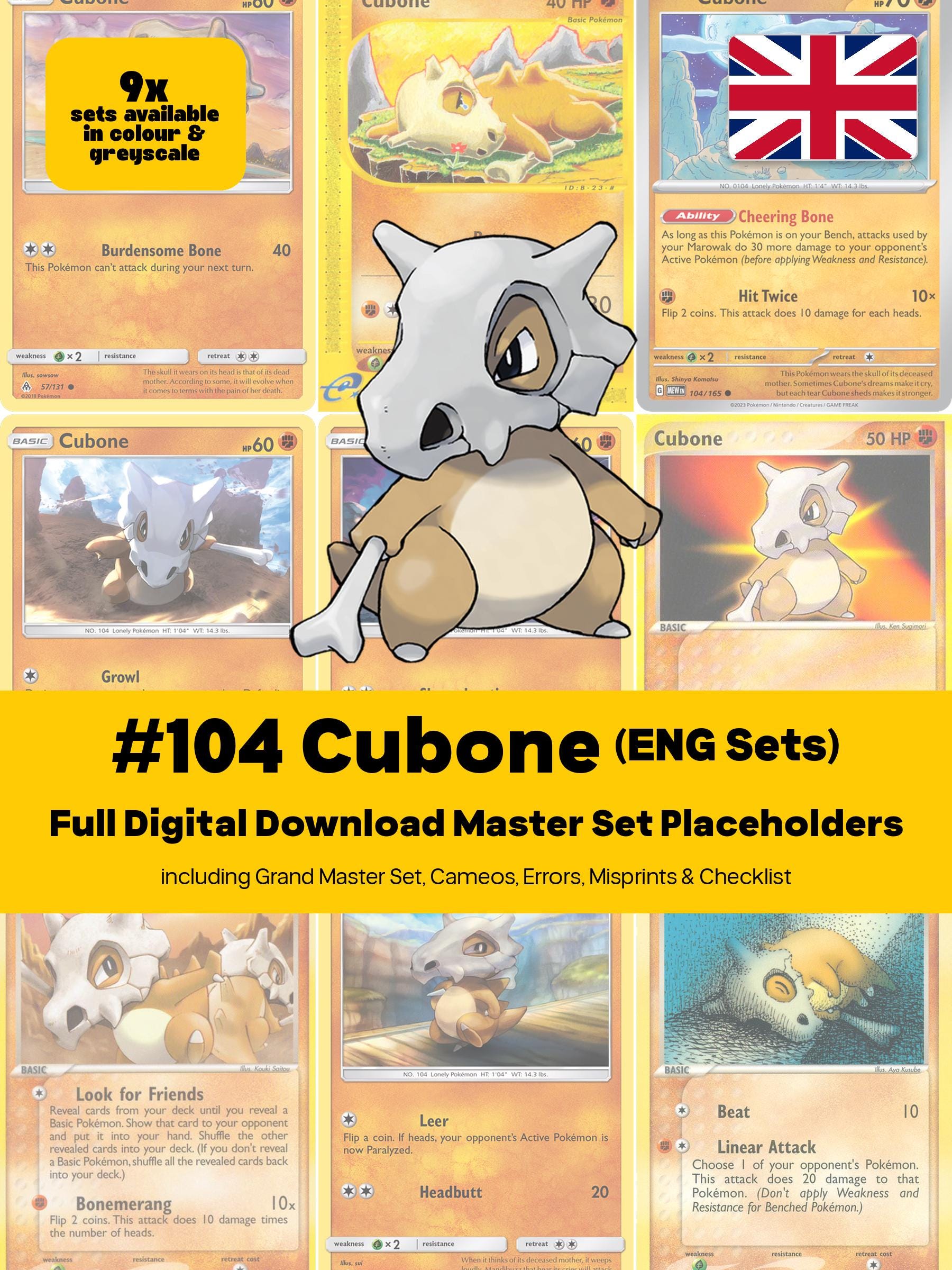 cubone card binder Master Set Pages, Pokemon Placeholder Cards, Printable P NOWPOKE Cubone Card Art: My First