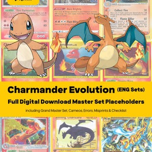 Charmander Evolution Line Master Set Pokemon Binder - All English Cards - Placeholders + Checklist - Printable PDF Download