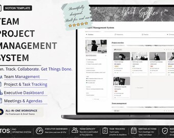 Notion Planner Template | Team Project Management Dashboard, Task Tracker, Timeline & Workload Chart, Digital Planner