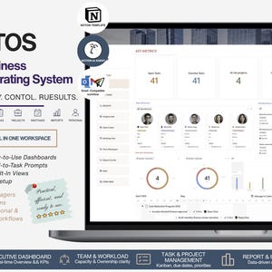 Notion Business Operating System | Team Management Dashboard, Project Tracker, Task Manager & Reports