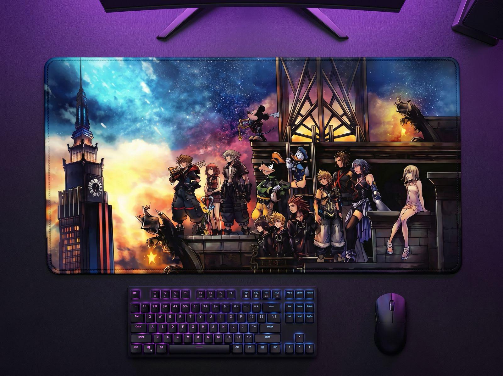 Kingdom Hearts Large Gaming Mouse Pad – Anime Desk Mat, Extended Keyboard Mousepad, RGB Gamer Setup Desk Pad, Large Anime Mouse Mat