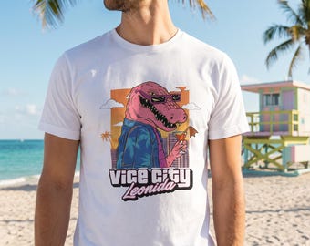 Vice City Leonida Shirt | GTA 6 Graphic Tee | Miami Crocodile Unisex T-Shirt | Grand Theft Auto Streetwear