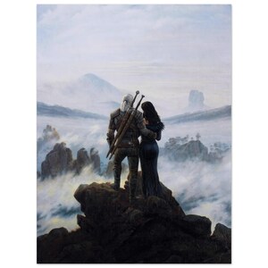 The Witcher 3 Romantik Poster | Geralt von Rivia und Yennefer Ölgemälde Stil Fine Art Print | Farbe Wandkunst Bild 3