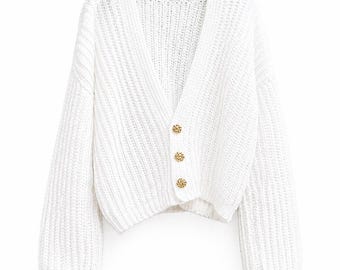 Crochet Cardigan Pattern PDF, Easy Beginner Sweater, Oversized Raglan Style, Women XS-3XL, Instant Download