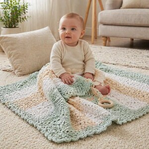 Superbly Simple Baby Blanket | Easy Crochet Pattern PDF | Square V Stitch | Modern Baby Gift