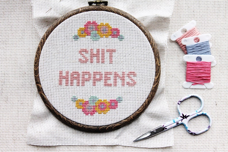 Rude Cross Stitch PDF Pattern Floral Kitsch Adult Sweary Etsy