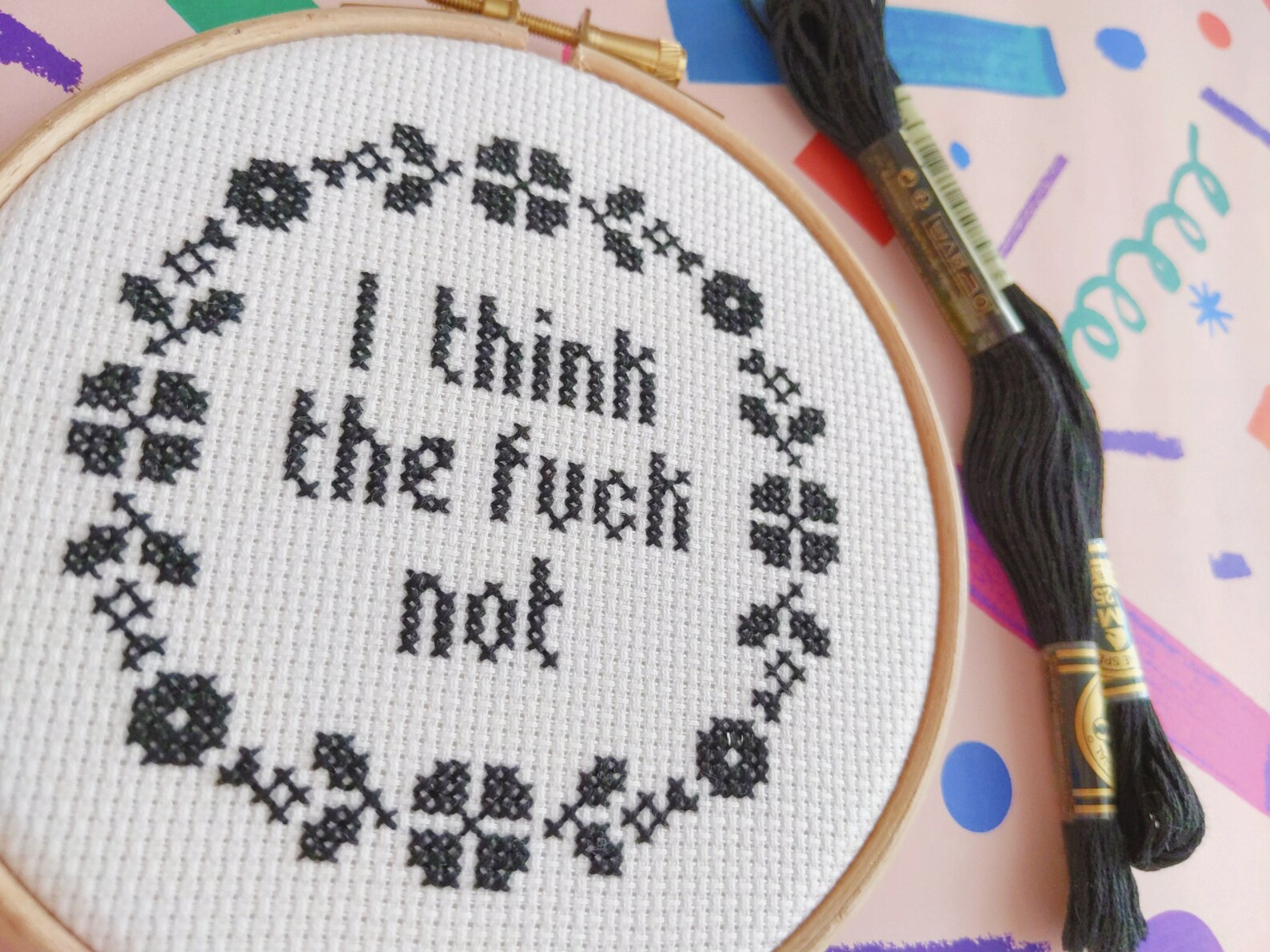 Rude Cross Stitch Kit Floral Kitsch Sweary Letterbox Gift Etsy