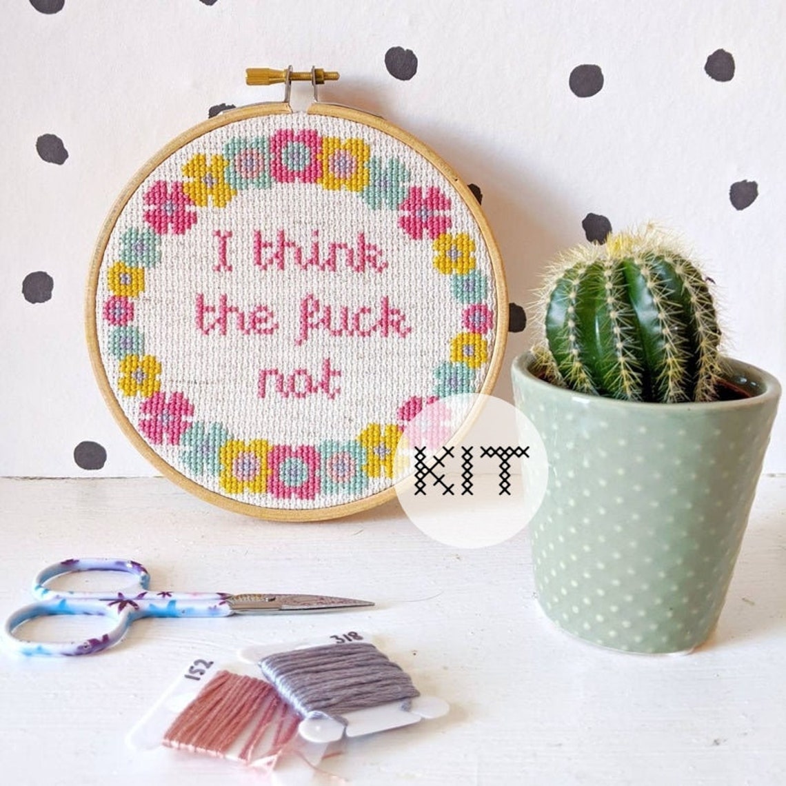 Rude Cross Stitch Kit Floral Kitsch Sweary Pattern Etsy