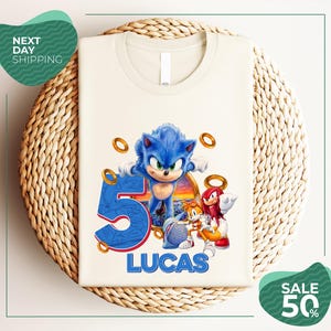 Custom Sonic Birthday Shirt | Personalized Birthday Boy Shirt | Family Matching Shirts | Custom Name & Age Tee | Kids Birthday Party