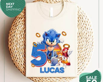 Custom Sonic Birthday Shirt | Personalized Birthday Boy Shirt | Family Matching Shirts | Custom Name & Age Tee | Kids Birthday Party