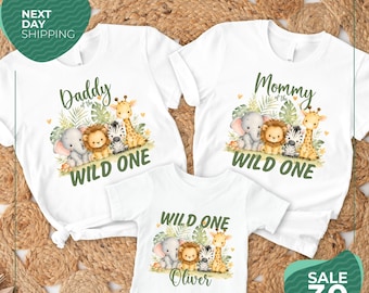 Personalized Wild One Safari Birthday Shirt | Family Matching Safari Tee | Custom Birthday Name Shirt | Jungle Party Outfit