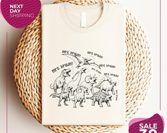 Camiseta personalizada para profesores / Camiseta con el nombre del profesor personalizado / Camiseta de dinosaurio para profesores / Regalo de agradecimiento para profesores / Camiseta de regreso a clases