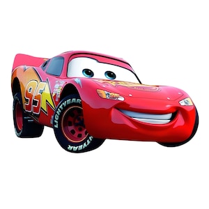 May include: A bright red race car character with large blue eyes and a wide smile. The car features the number 95 in yellow and orange on the sides, yellow lightning bolt graphics, and black tires with white lettering that reads Lightyear.