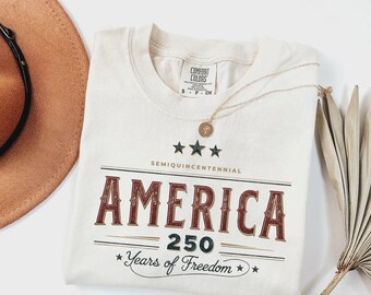 America 250 Semiquincentennial Retro T-Shirt, Comfort Colors Patriotic Tee