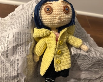 Hand-Crocheted Coraline Doll: Detailed Character Interpretation, Movie Fan Collectible