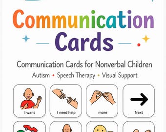 Autism Communication Cards Printable, PECS Cards, Nonverbal Speech Therapy Visual Cards, 168 Picture Cards PDF, Special Education