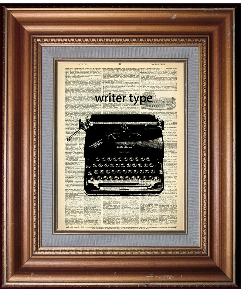 TYPEWRITER WRITER TYPE Dictionary Art Print Gift For Writer Etsy
