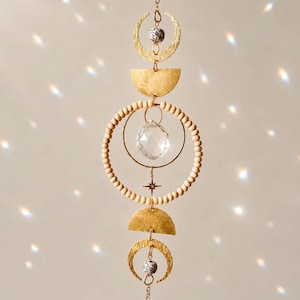 Sonnenfänger mit Glas Kristall | Boho Fensterdeko | Feng-Shui Suncatcher | Deko für Meditation und Yogaraum | Geschenkidee für Freundin