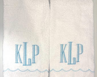 Embroidered monogram hand towels