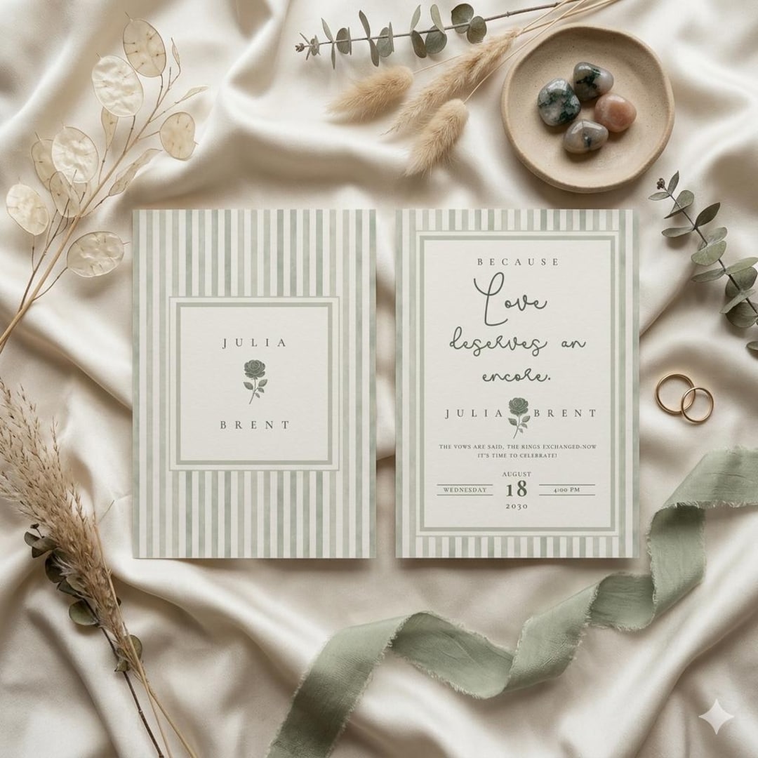 Minimalist Sage Wedding Invitation Template, Editable Canva Invite ...