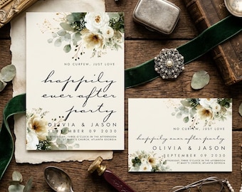 Happily Ever After Canva Wedding After-Party Invitation Template, Reception invite, Elopement Announcement, Digital Download