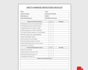 Checkliste für die Überprüfung des Sicherheitsgurtes | Fallschutz-Inspektionsplan | Checkliste für Sicherheitsausrüstung | PDF-Download