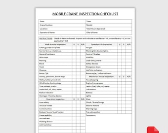 Checkliste für die Mobile Kraninspektion | Form zur täglichen Kontrolle | Checkblatt für die Gerätesicherheit | Wartungsbuch | PDF-Download