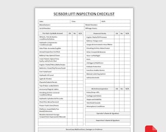 Druckbare Checkliste für die Scherenheberinspektionen | Form zur täglichen Kontrolle | Scheren-Lübe Sicherheitskontrollblatt | Wartungsbuch | PDF-Download