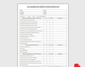 Druckbare Checkliste für die Überprüfung der Teleskoplader | Form zur täglichen Kontrolle | Checkblatt für die Gerätesicherheit | Wartungsbuch | PDF-Download