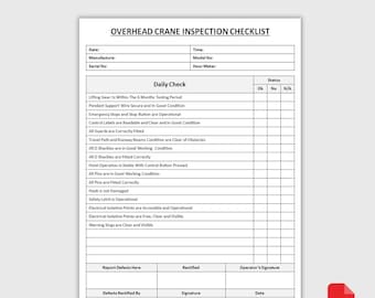 Checkliste für die Rollkraninspektion zum selbst ausdrucken | Form zur täglichen Kontrolle | Checkblatt für die Gerätesicherheit | Wartungsbuch | PDF-Download