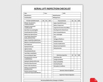 Checkliste für die Kontrolle der Luftheber | Form zur täglichen Kontrolle | Luftaufzüge Sicherheitsprüfblatt | Wartungsbuch | PDF-Download