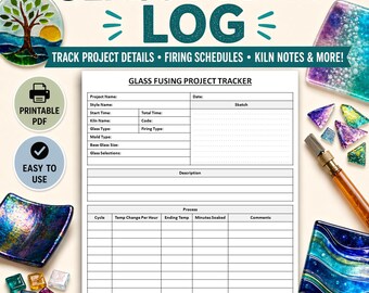 Logbuch zum Ausdrucken | Fusing Glas Projekt Tracker | Brennofen-Aufzeichnungsbogen | PDF-Download