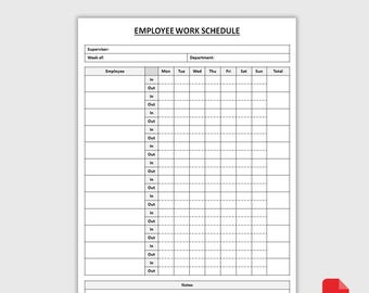 Druckbarer wöchentlicher Arbeitsplan für Mitarbeiter | Personal Stundenplan Vorlage | Mitarbeiter Arbeit Schicht | Arbeitsplaner | PDF-Download