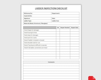 Printable Leiter Checkliste | Leitersicherheits-Inspektionsformular | Maschinen und Zubehör Check | PDF-Download