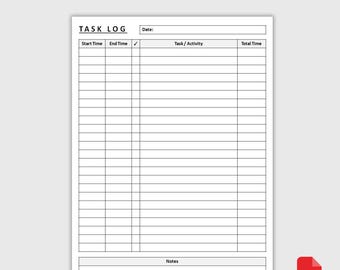 Druckbares tägliches Arbeitsaufgabenlog | Tägliche Aufgabenliste | Aktivitätsjournal | -Produktivitäts-Veranstalter | PDF-Download