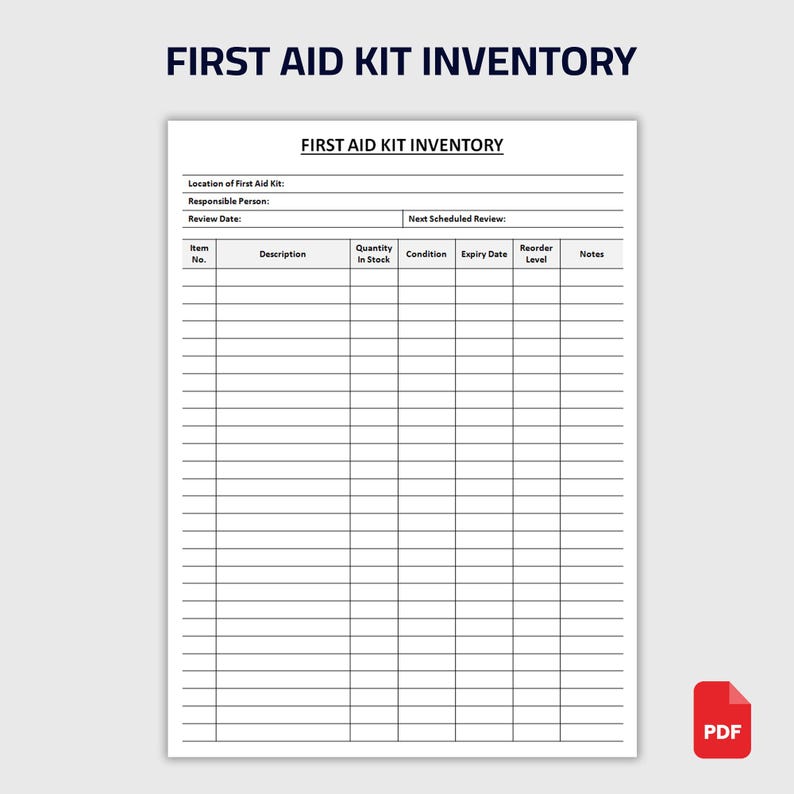 Printable First Aid Kit Inventory | First Aid Supply Checklist ...