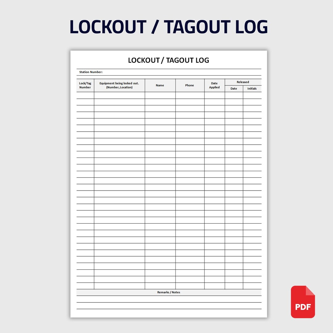 Ausdruckbares Lockout Tagout Log | LOTO Sicherheitsrekord | Lock Out ...