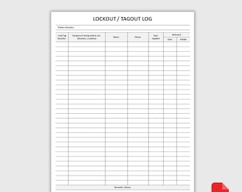 Ausdruckbares Lockout Tagout Log | LOTO Sicherheitsrekord | Lock Out Tag Out Log Blatt | Material-Sicherheits-Formblatt | PDF-Download