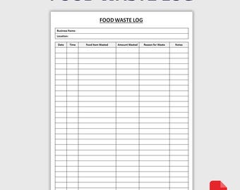 Logbuch für Lebensmittelabfälle zum Ausdrucken | Küchen Waste Tracker | Food Loss Rekord | Restaurant Waste Log | PDF-Download