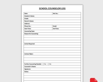Druckbare Schul Counselor Log | Beratung Schüler Tagesverlauf | Beratung Notizen Tracker | PDF-Download
