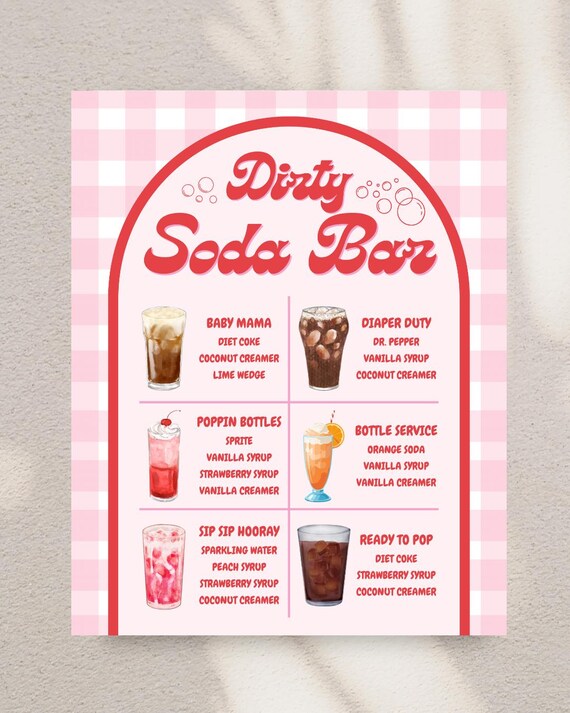 Dirty Soda Bar Sign | Baby Shower (Digital Download), Editable Canva Template