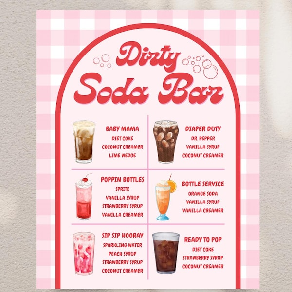 Skylt med smutsig sodabar | Babyshower (digital nedladdning), redigerbar Canvas-mall