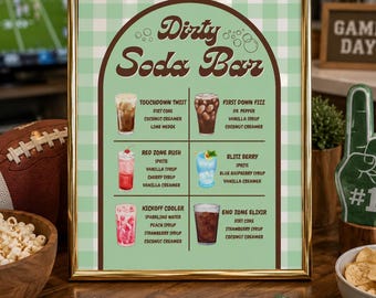 Dirty Soda Bar Sign | Football Season (Digital Download), Editable Canva Template