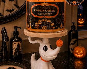 Zero Inspired 3-Wick Candle Holder, Bath & Body Works Halloween Ghost Dog Stand