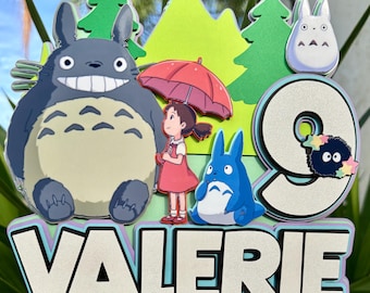 Totoro Tortenstecker personalisiert - Mein Nachbar Totoro Tortendekoration - Anime Geburtstagsstecker - Ghibli Party Dekor - Name & Alter